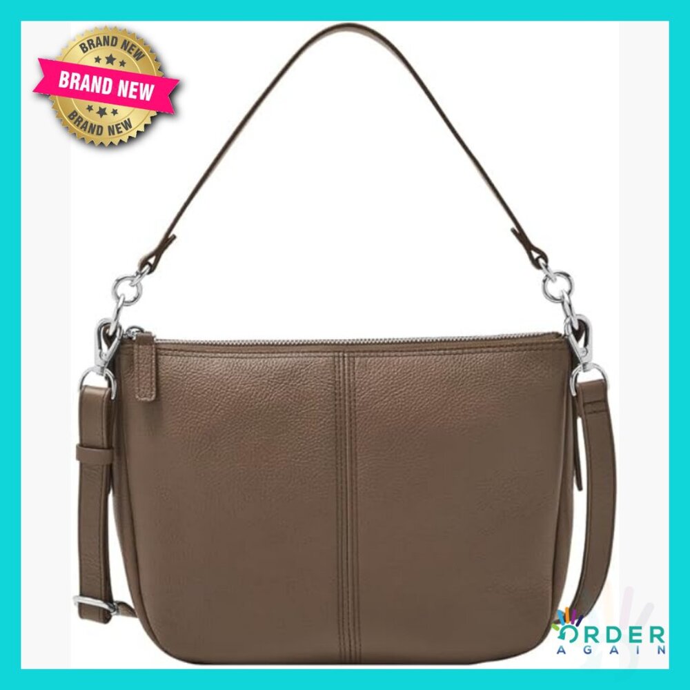 Leather Crossbody Bag Chic Minimal Classic Adjustable Straps Zipper Pockets